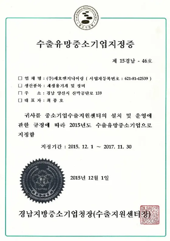 Promising Export SME designation